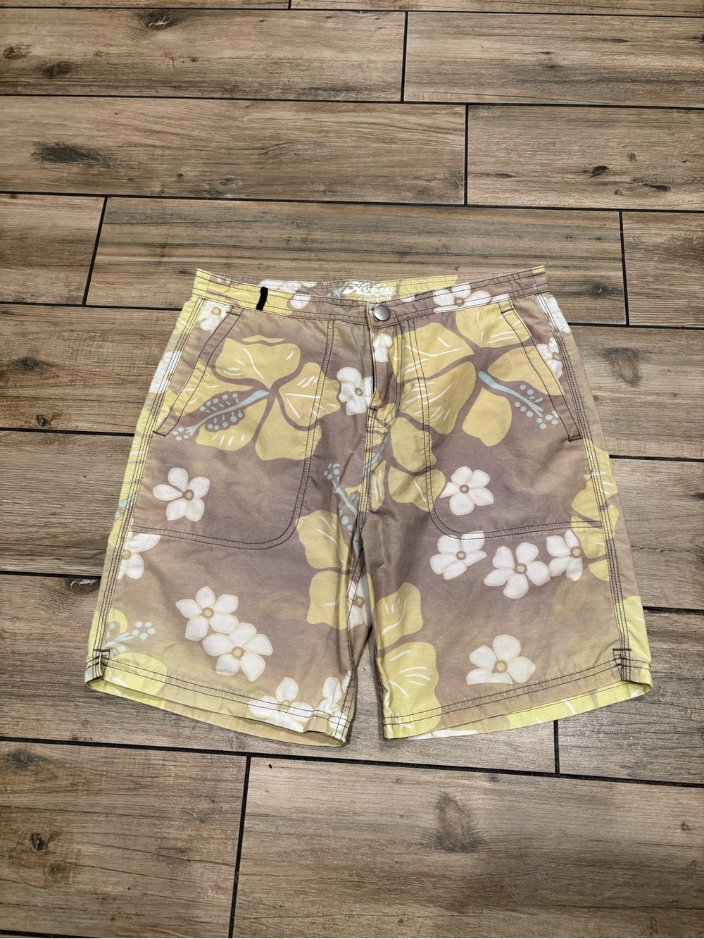 Vintage Y2K Hobie by Hurley Floral Boardshorts Khaki Grunge Surf Womens Size 30
